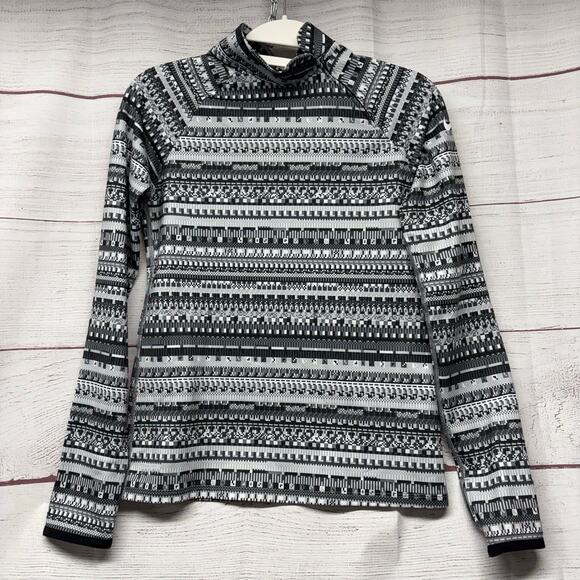 Nike Pro Hyperwarm Mock Neck Top Geometric Fair Isle Based Layer Shirt size L - Picture 1 of 12